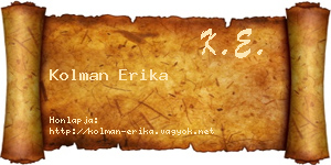 Kolman Erika névjegykártya